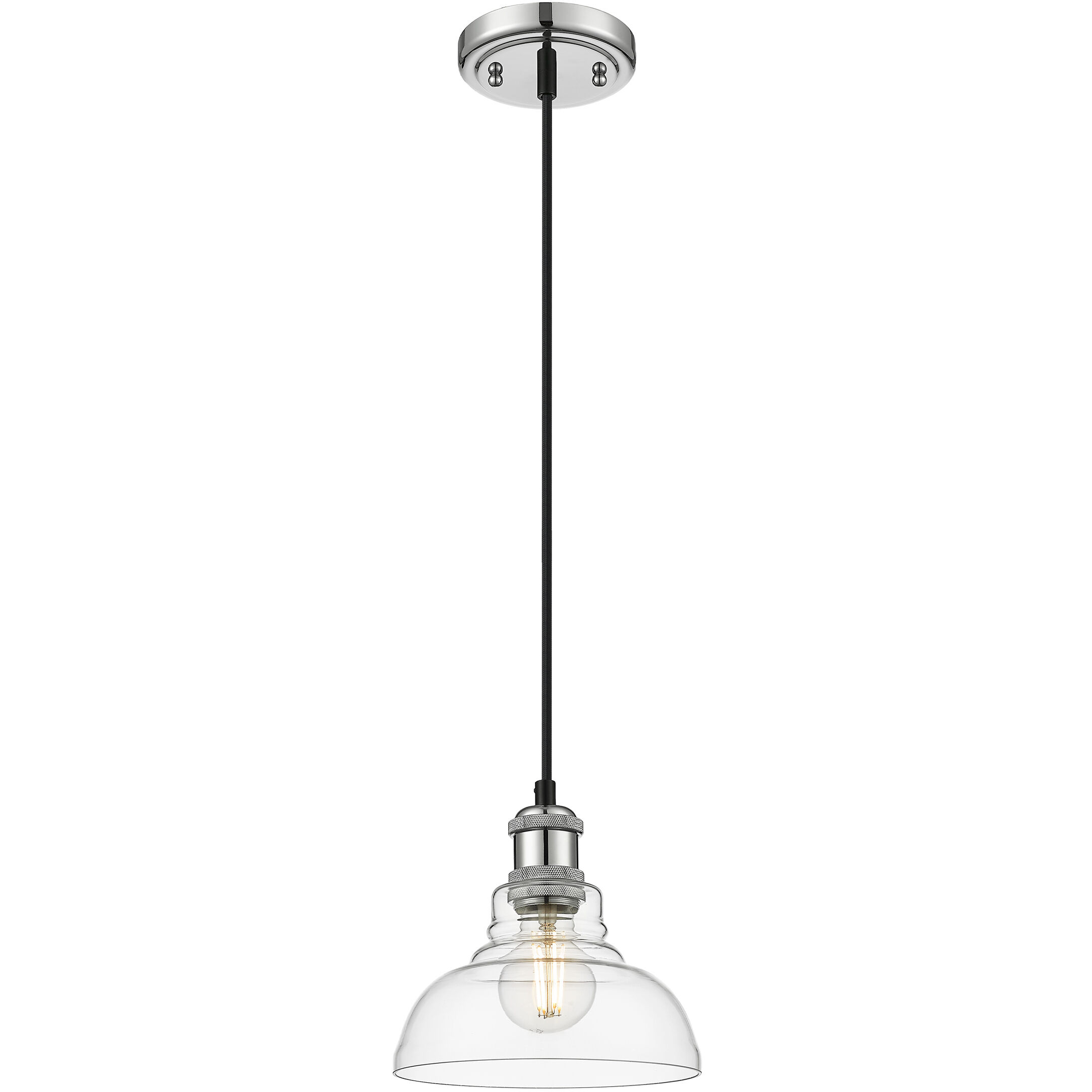 Yep Carver 1 Light 7.5 inch Chrome Pendant Ceiling Light in Clear Glass