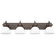 Hines 4 Light 34.5 inch Rubbed Bronze Bath Vanity Light Wall Light in Opal Glass