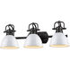 Duncan 3 Light 25 inch Matte Black Bath Vanity Wall Light in White