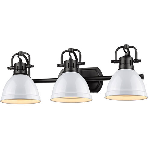 Duncan 3 Light 25 inch Matte Black Bath Vanity Wall Light in White