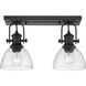 Yep Hines 2 Light 17.88 inch Matte Black Semi-Flush Mount Ceiling Light in Seeded Glass, Damp