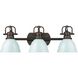 Duncan 3 Light 24.5 inch Rubbed Bronze Vanity Light Wall Light in Seafoam