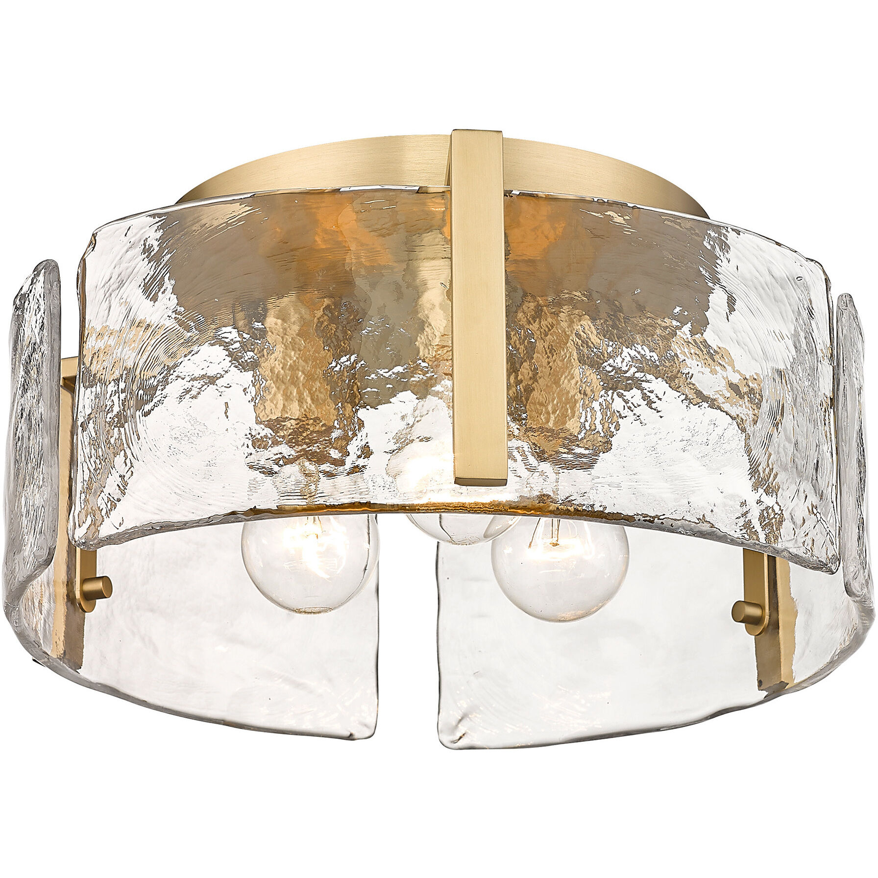 Aenon 3 Light 15 inch Brushed Champagne Brass Flush Mount Ceiling Light