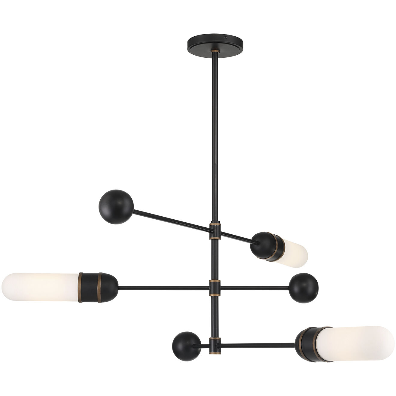 Capsule 3 Light 47.75 inch Matte Black and Textured Gold Linear Chandelier Ceiling Light