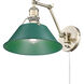 Yep Orwell 1 Light 10 inch Aged Brass Swing Arm Wall Lamp Wall Light in Pine Green