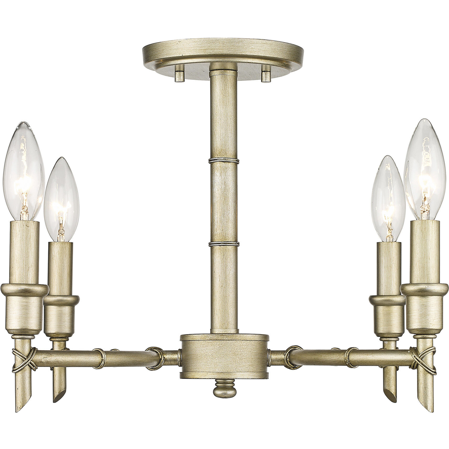 Cambay 4 Light 13 inch White Gold Semi-Flush Mount Ceiling Light