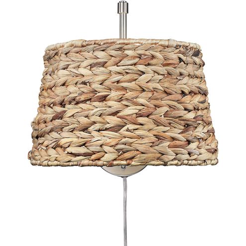 Ryleigh Articulating Wall Sconce Wall Light in Pewter, Woven Sweet Grass