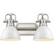 Yep Duncan Vanity Wall Light in Pewter, White