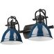 Duncan 2 Light 16.5 inch Matte Black Bath Vanity Light Wall Light in Matte Navy
