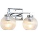 Elliott 2 Light 15.25 inch Chrome Vanity Light Wall Light in Ribbed Clear