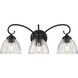 Audra 3 Light 25.5 inch Matte Black Vanity Light Wall Light