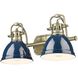 Yep Duncan Vanity Wall Light in Aged Brass, Navy