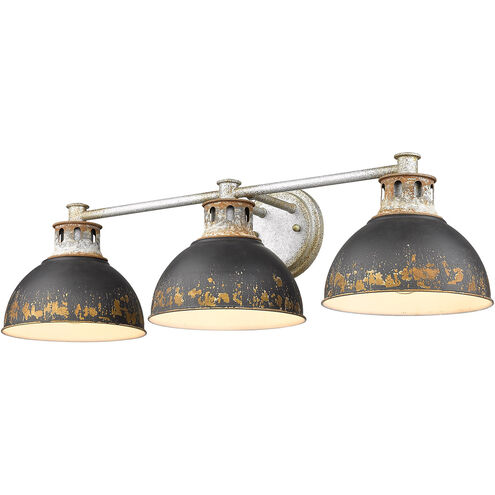 Kinsley 3 Light 29 inch Aged Galvanized Steel Bath Vanity Wall Light in Antique Black Iron