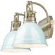 Yep Duncan Vanity Wall Light in Aged Brass, Seafoam