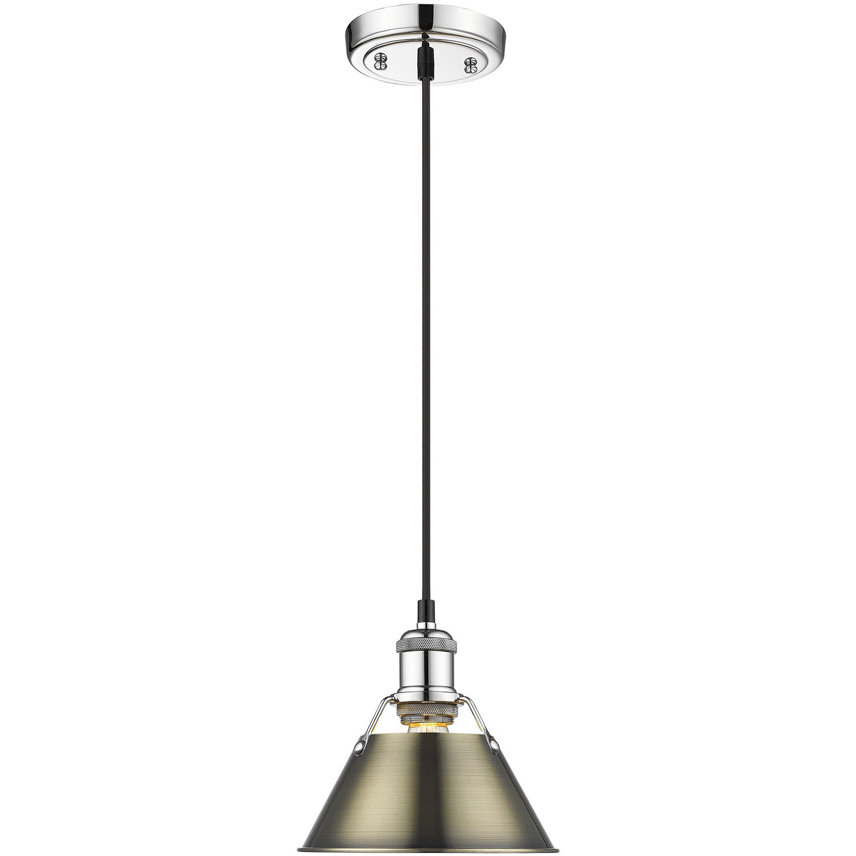 Yep Orwell 1 Light 7.5 inch Chrome Pendant Ceiling Light in Aged Brass