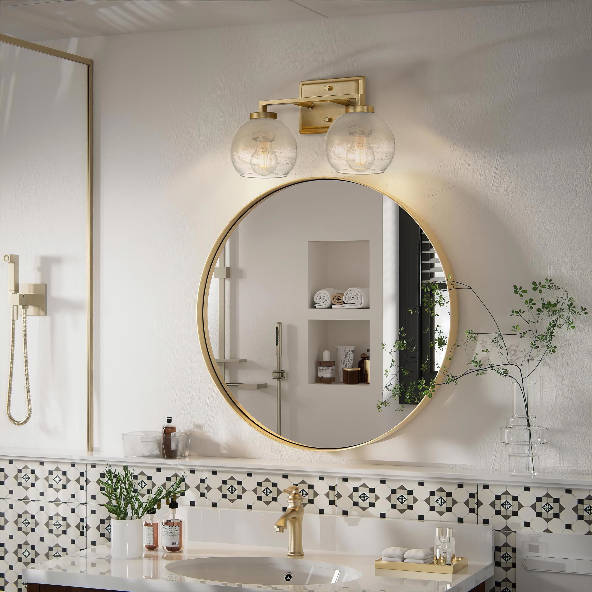 Yep Elliott Vanity Wall Light in Clear Glass, Brushed Champagne Brass