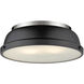 Duncan 2 Light 14 inch Pewter Flush Mount Ceiling Light in Matte Black, Damp