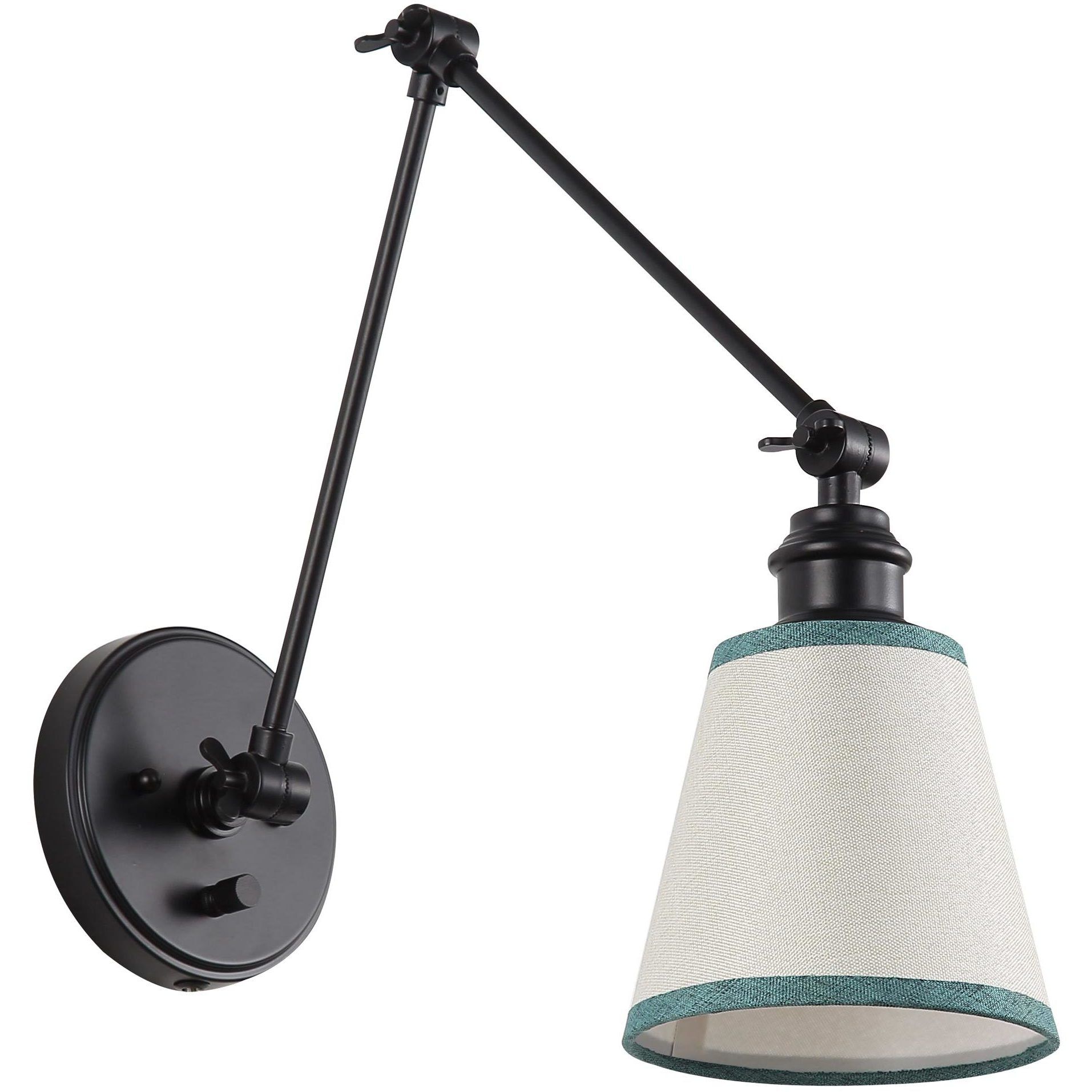 Yep Equinox 1 Light 5.88 inch Matte Black Swing Arm Wall Lamp Wall Light in White with Green Trim