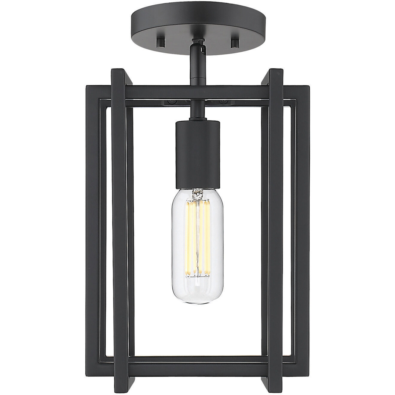 Tribeca 1 Light 7.25 inch Matte Black Semi-Flush Mount Ceiling Light in Matte Black/Matte Black