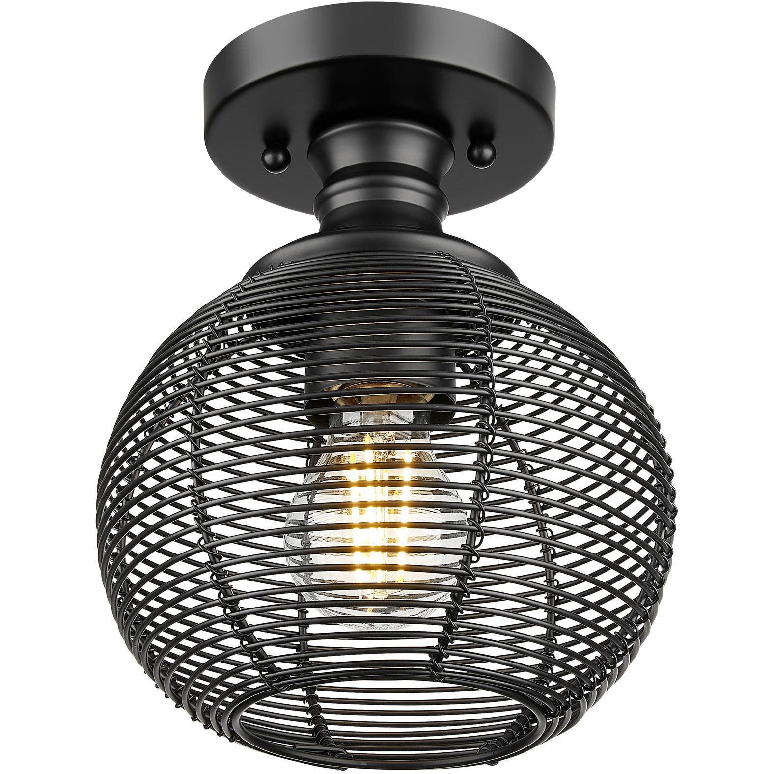 Calypso 1 Light 7.63 inch Matte Black Semi-Flush Mount Ceiling Light