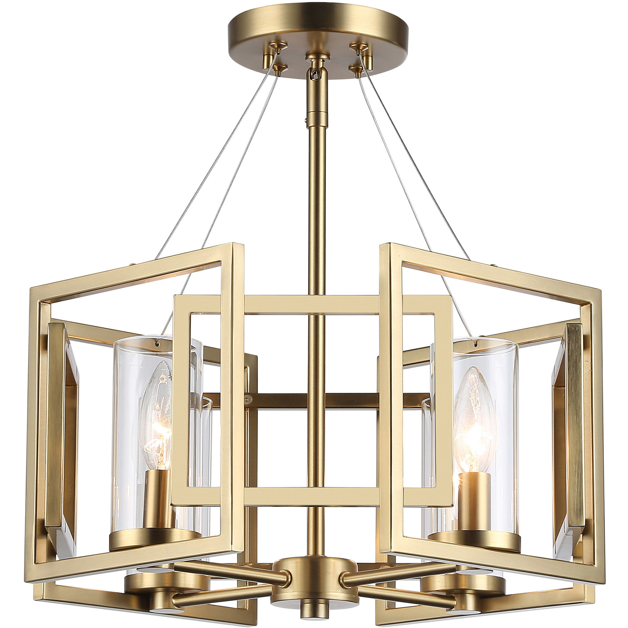 Marco 4 Light 16 inch Brushed Champagne Brass Semi-Flush Mount Ceiling Light