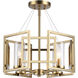 Marco 4 Light 16 inch Brushed Champagne Brass Semi-Flush Mount Ceiling Light