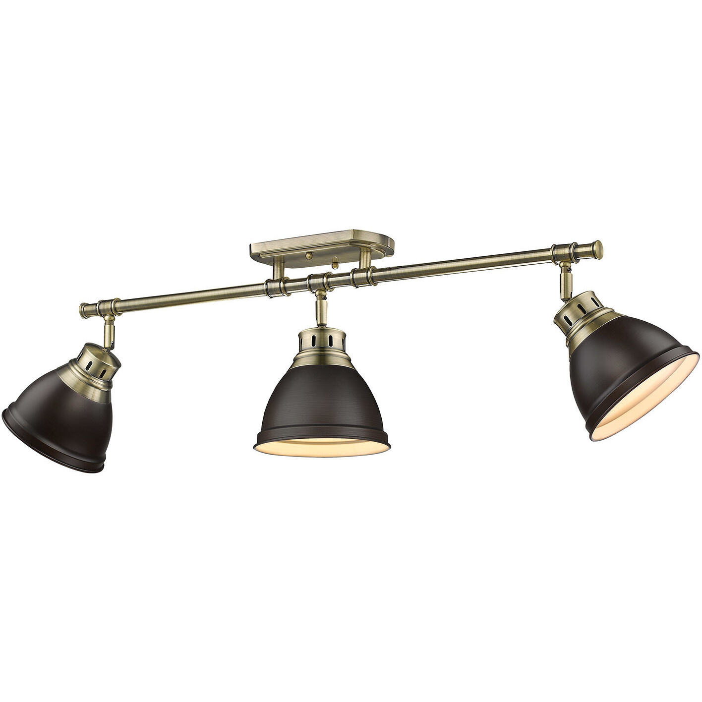 Yep Duncan 3 Light 35.38 inch Aged Brass Semi-Flush Mount Ceiling Light in Rubbed Bronze, Damp