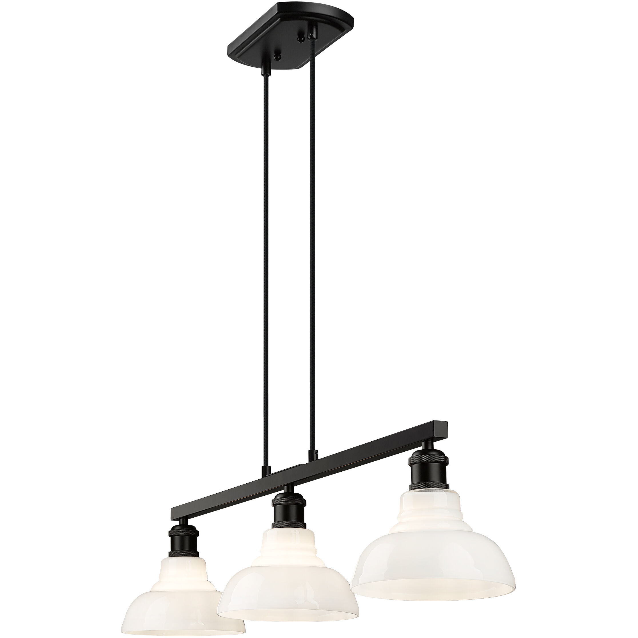 Yep Carver Island Light Ceiling Light in Matte Black, Vintage Milk Glass