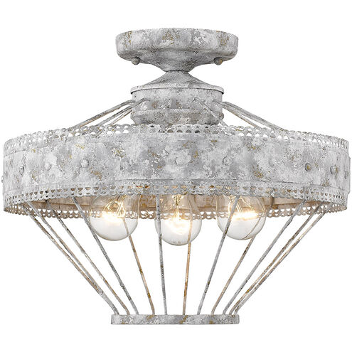 Ferris 3 Light 15 inch Oyster Semi-flush Ceiling Light