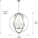 Colson 9 Light 31.25 inch Pewter Chandelier Ceiling Light in No Shade, Large
