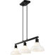 Carver 3 Light 35.5 inch Matte Black Linear Pendant Ceiling Light in Vintage Milk Glass