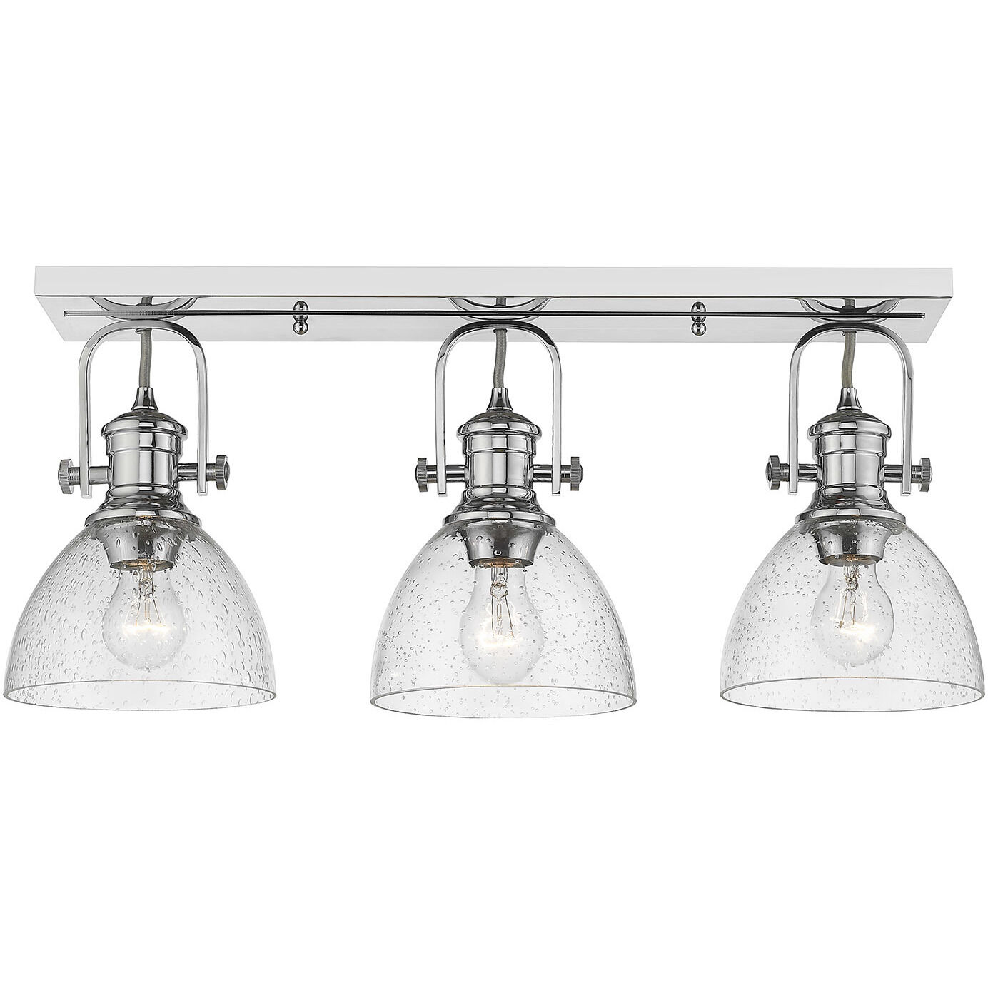 Yep Hines 3 Light 23.13 inch Chrome Semi-Flush Mount Ceiling Light in Seeded Glass, Damp