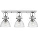 Yep Hines 3 Light 23.13 inch Chrome Semi-Flush Mount Ceiling Light in Seeded Glass, Damp