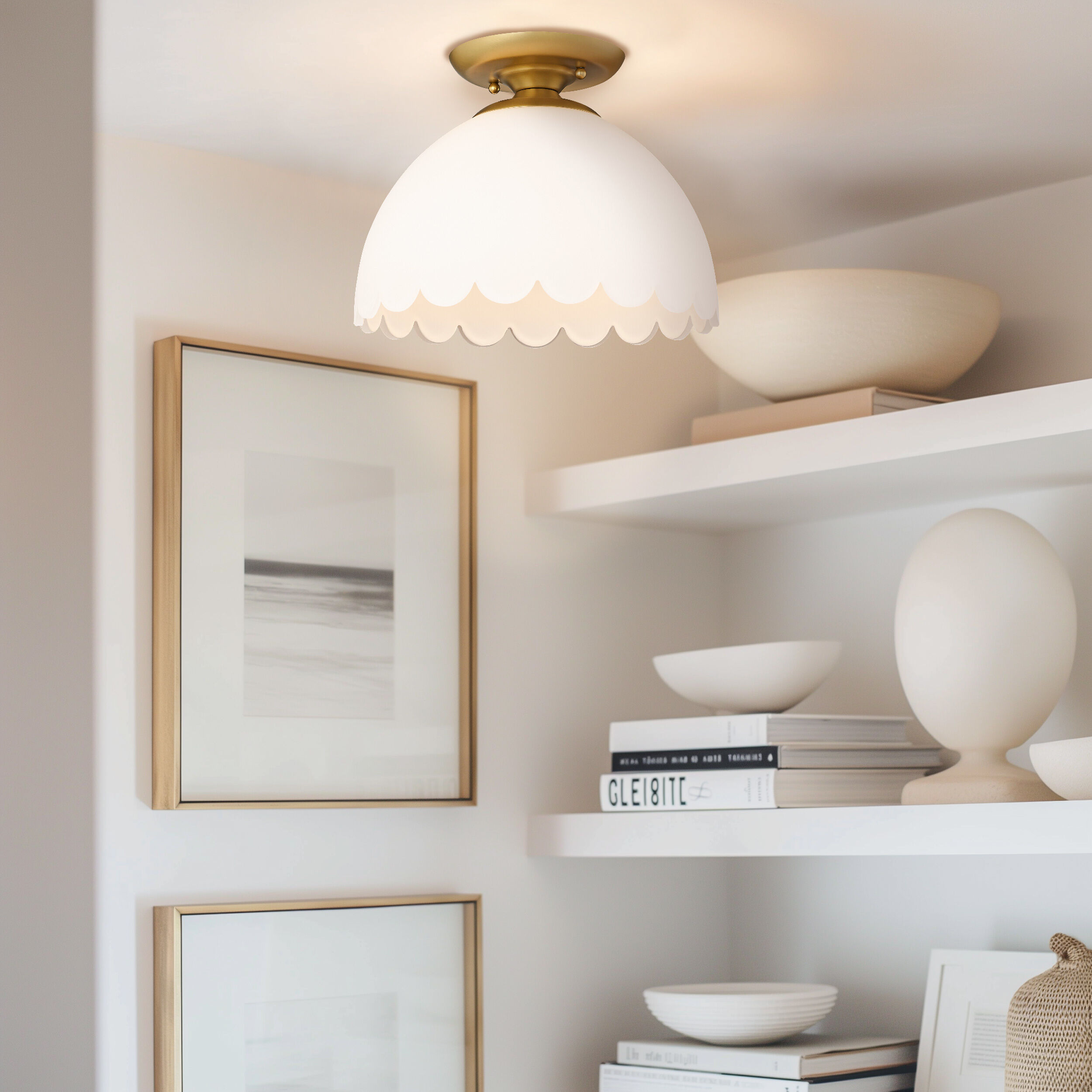 Dorinda 1 Light 12.25 inch Brushed Champagne Brass Semi-Flush Mount Ceiling Light