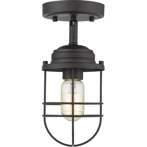 Seaport 1 Light 5 inch Matte Black Semi-flush Ceiling Light