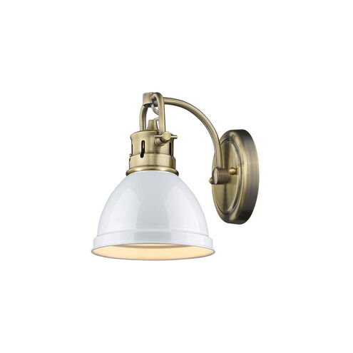 Duncan 1 Light 8 inch Aged Brass Bath Vanity Wall Light in White