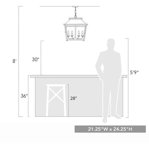 Abingdon 4 Light 21 inch Antique Black Iron Pendant Ceiling Light
