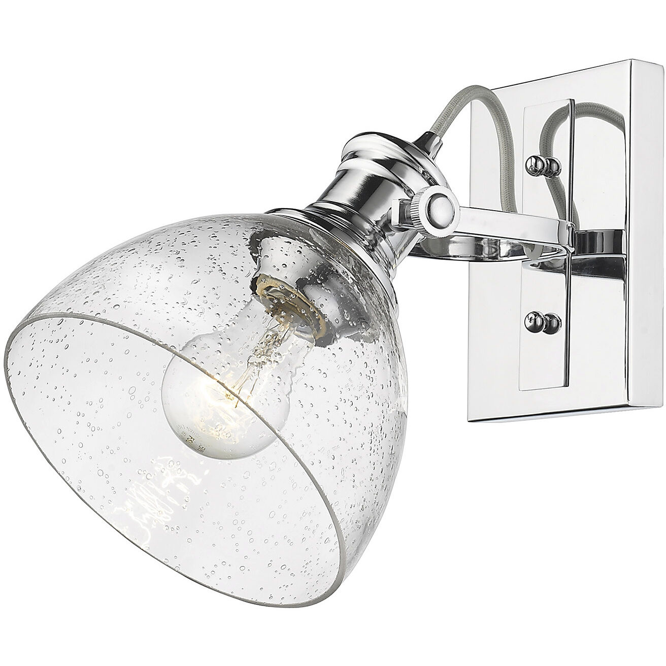 Yep Hines Vanity Wall Light in Chrome, Seeded Glass