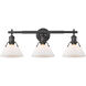 Orwell 3 Light 27 inch Matte Black Bath Vanity Wall Light in Opal Glass