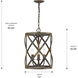 Alcott 3 Light 13 inch Antique Black Iron Pendant Ceiling Light, Caged
