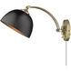 Rey 1 Light 8 inch Aged Brass Articulating Wall Sconce Wall Light in Matte Black, Adjustable