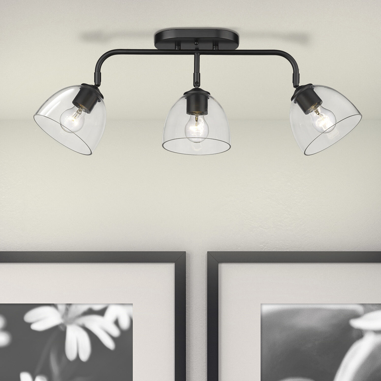 Roxie 3 Light 24.63 inch Matte Black Semi-Flush Mount Ceiling Light