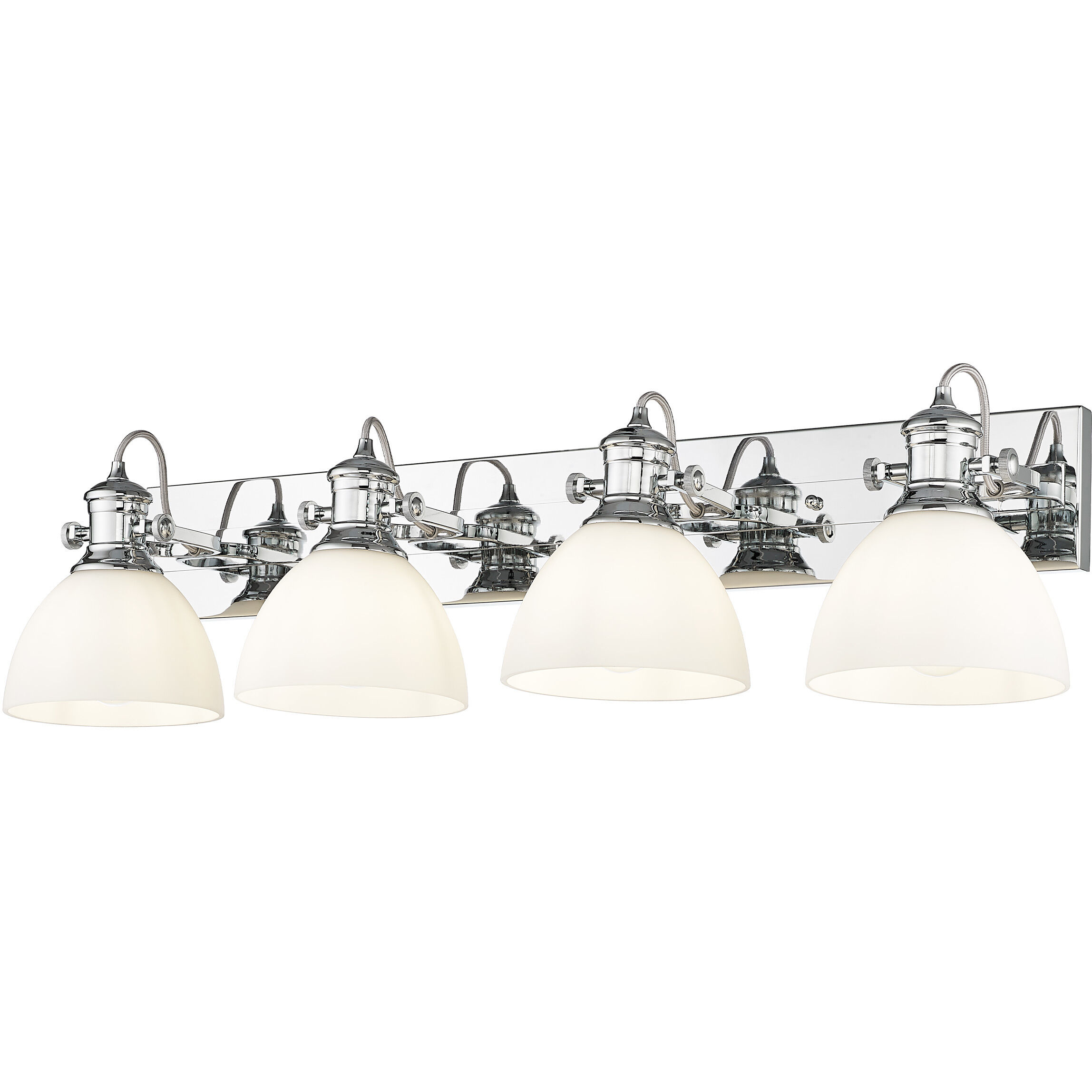 Yep Hines Vanity Wall Light in Chrome, Opal Glass