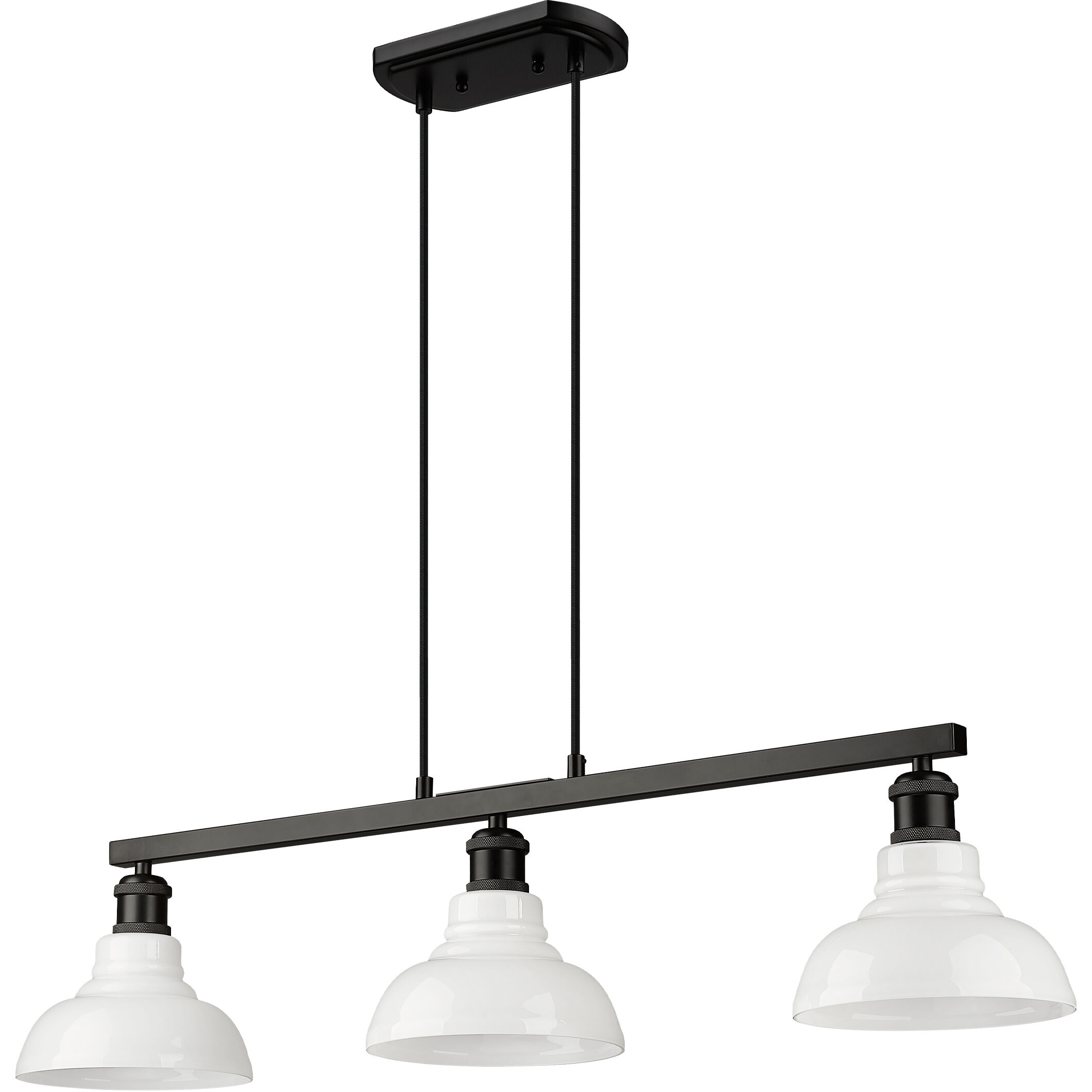Yep Carver Island Light Ceiling Light in Matte Black, Vintage Milk Glass