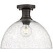 Hines 1 Light 14 inch Rubbed Bronze Semi-flush Ceiling Light in Seeded Glass