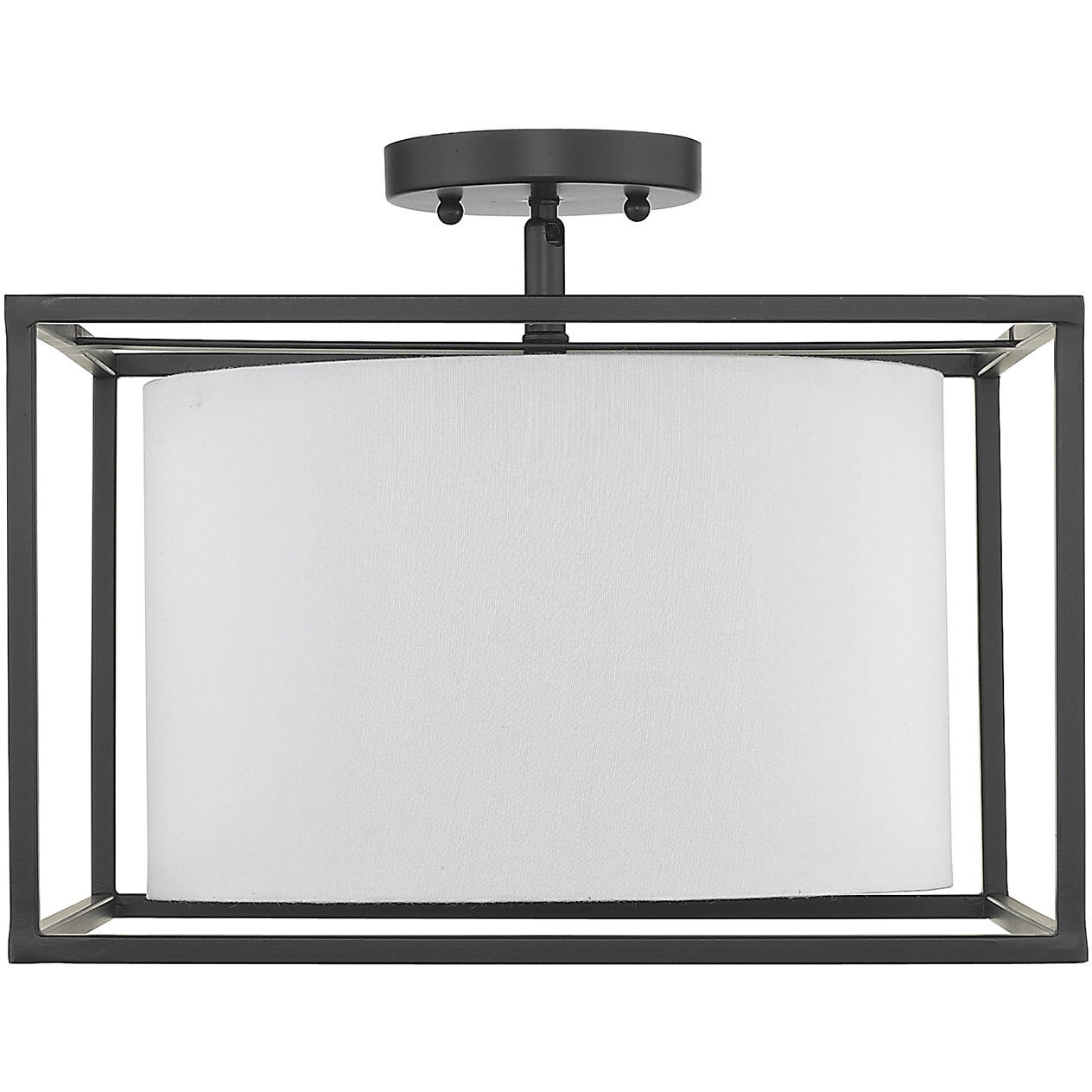 Manhattan 3 Light 14.5 inch Matte Black Semi-Flush Mount Ceiling Light, Damp