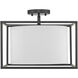 Manhattan 3 Light 14.5 inch Matte Black Semi-Flush Mount Ceiling Light, Damp