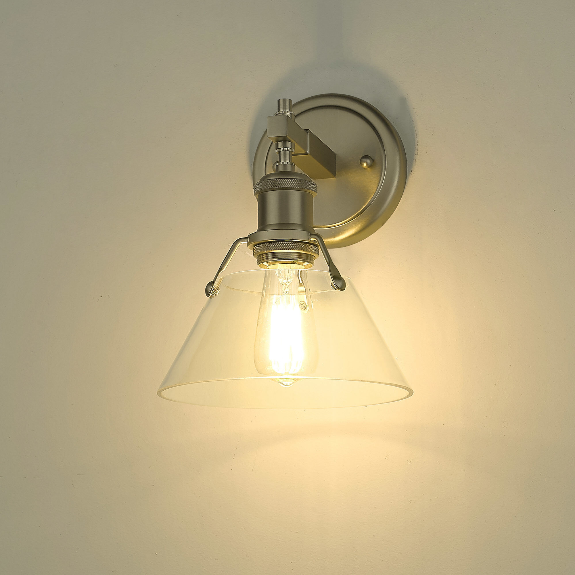 Yep Orwell Vanity Wall Light in Clear Glass, Brushed Champagne Brass