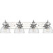 Hines 4 Light 34.5 inch Chrome Bath Vanity Light Wall Light in Seeded Glass