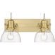 Yep Hines 2 Light 17.88 inch Brushed Champagne Brass Semi-Flush Mount Ceiling Light in Seeded Glass